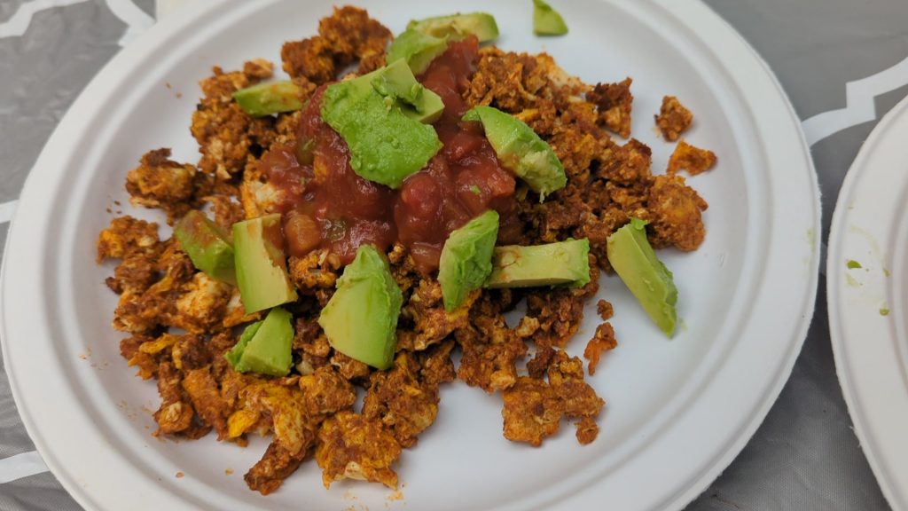 chorizo scramble on the blackstone