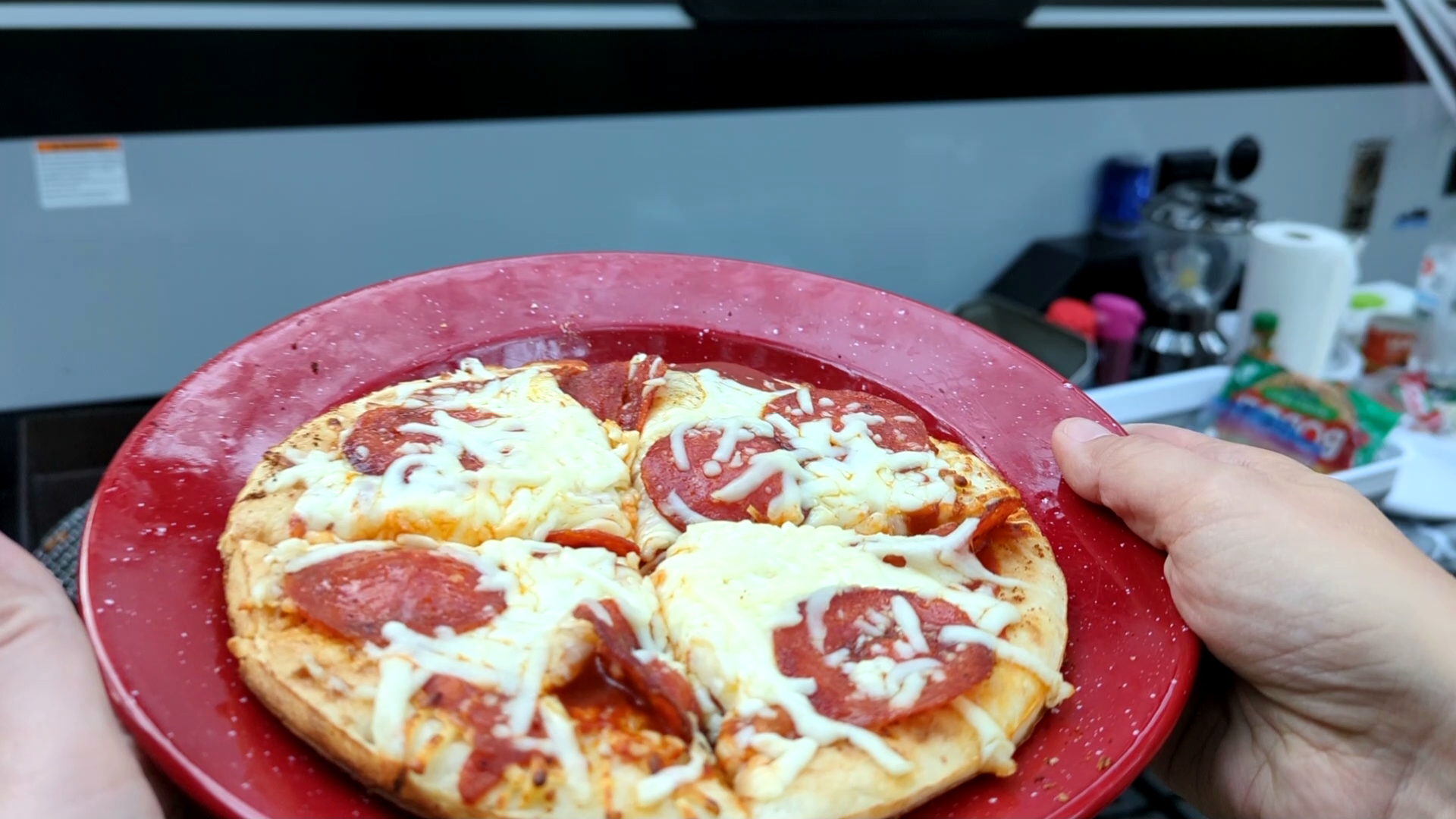 Boboli pizza on blackstone griddle